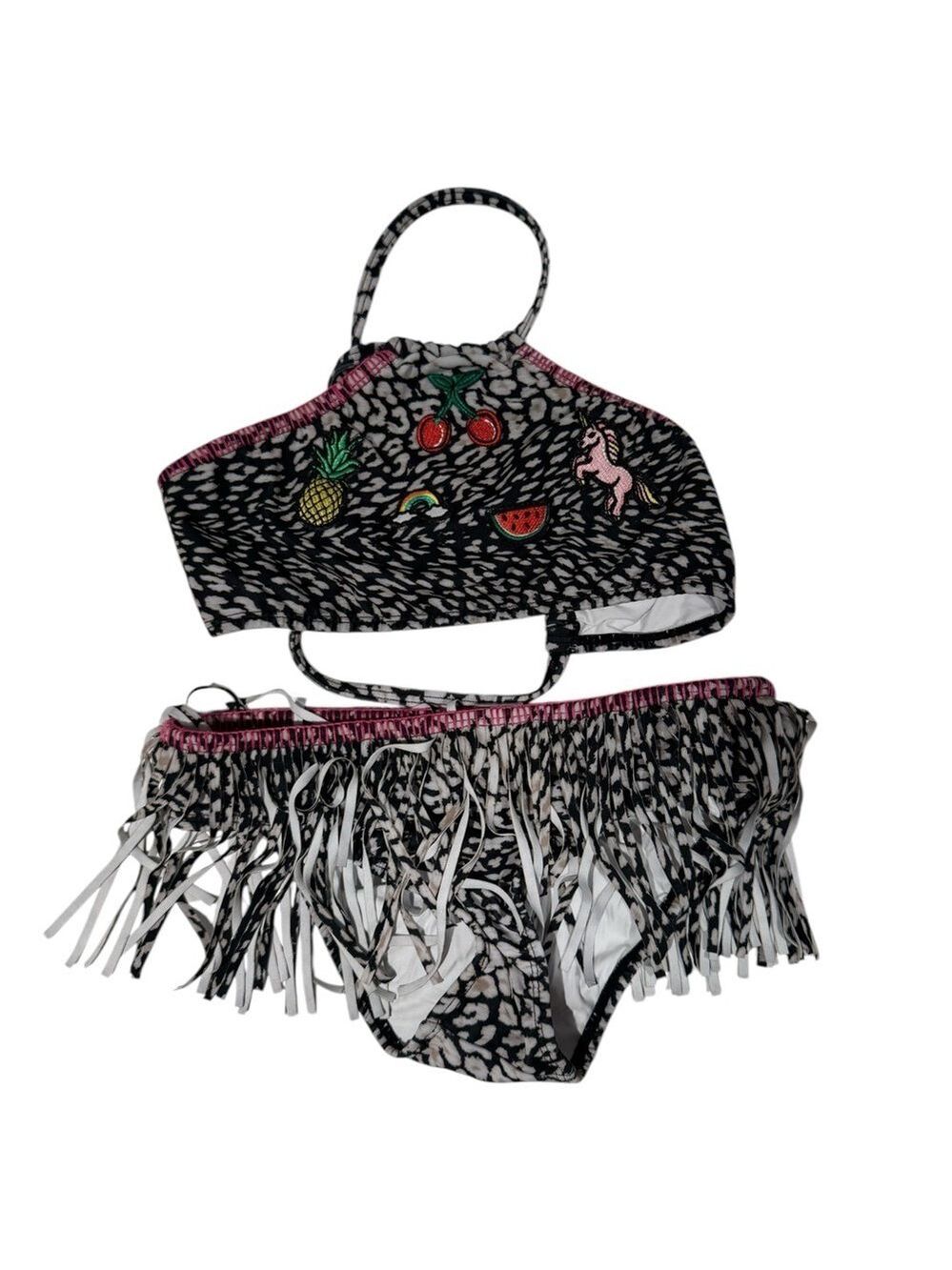 PILYQ Black and White Bikini w/ Patches & Fringes - size 12